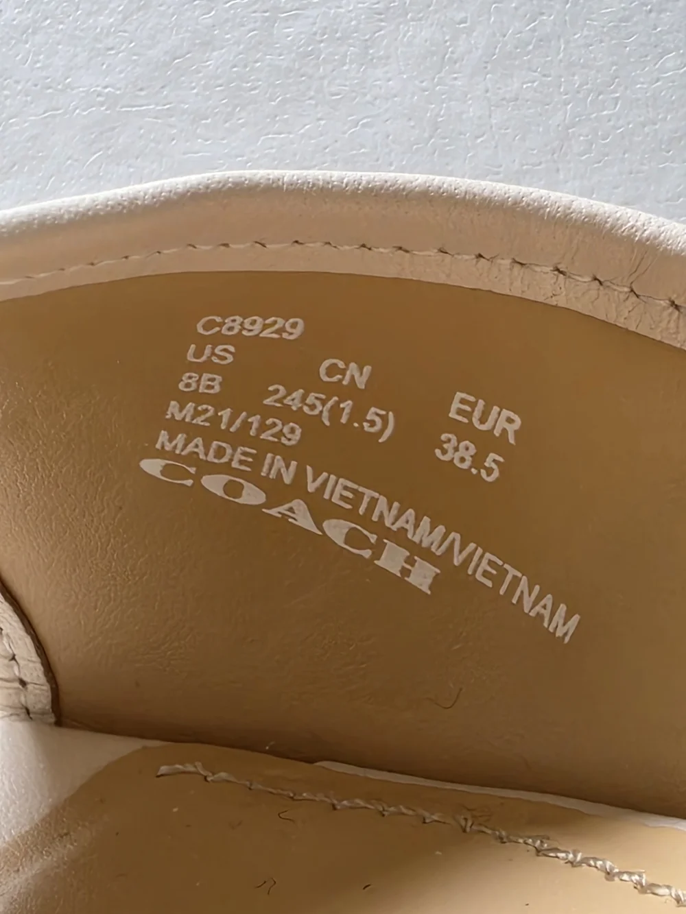 Coach Beige Canvas Signature Wedge Sandals with Ribbon Ties - Picture 6 of 6